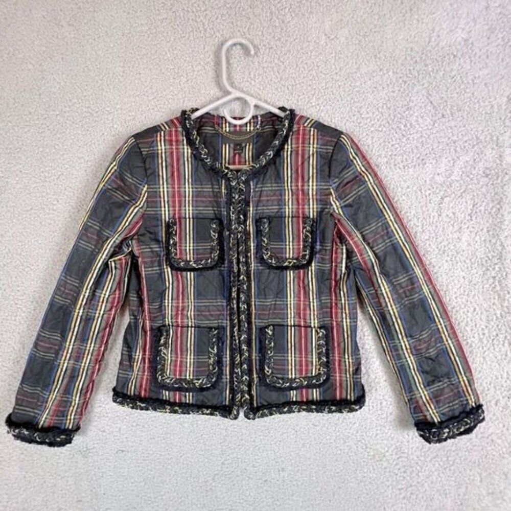 JCREW WOMENS QUILTED STEWART PLAID JACKET CROPPED SIZE 2 - Picture 2 of 12
